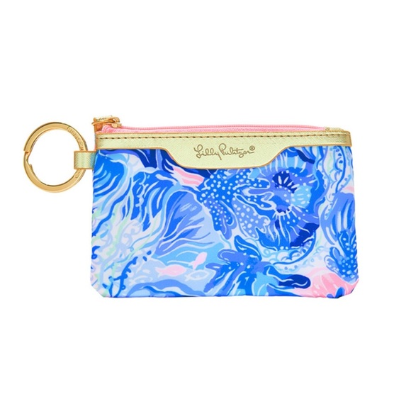Lilly Pulitzer Handbags - Lilly Pulitzer ID Case Keychain ~ Blue & Pink Floral